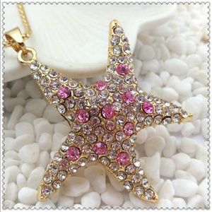 Betsey Johnson Crystal Pink Starfish Necklace